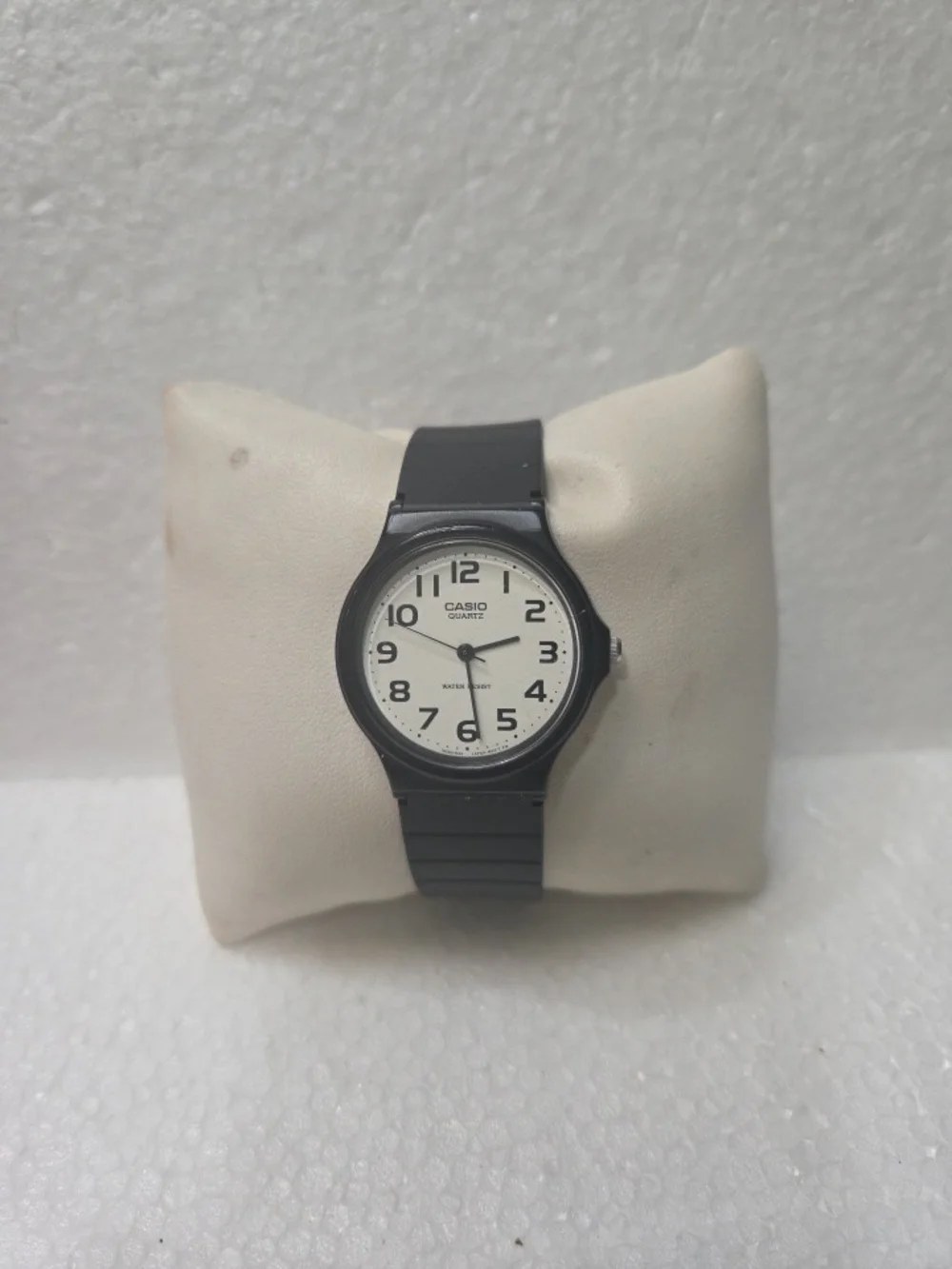 Casio Black Resin Watch with White Dial
